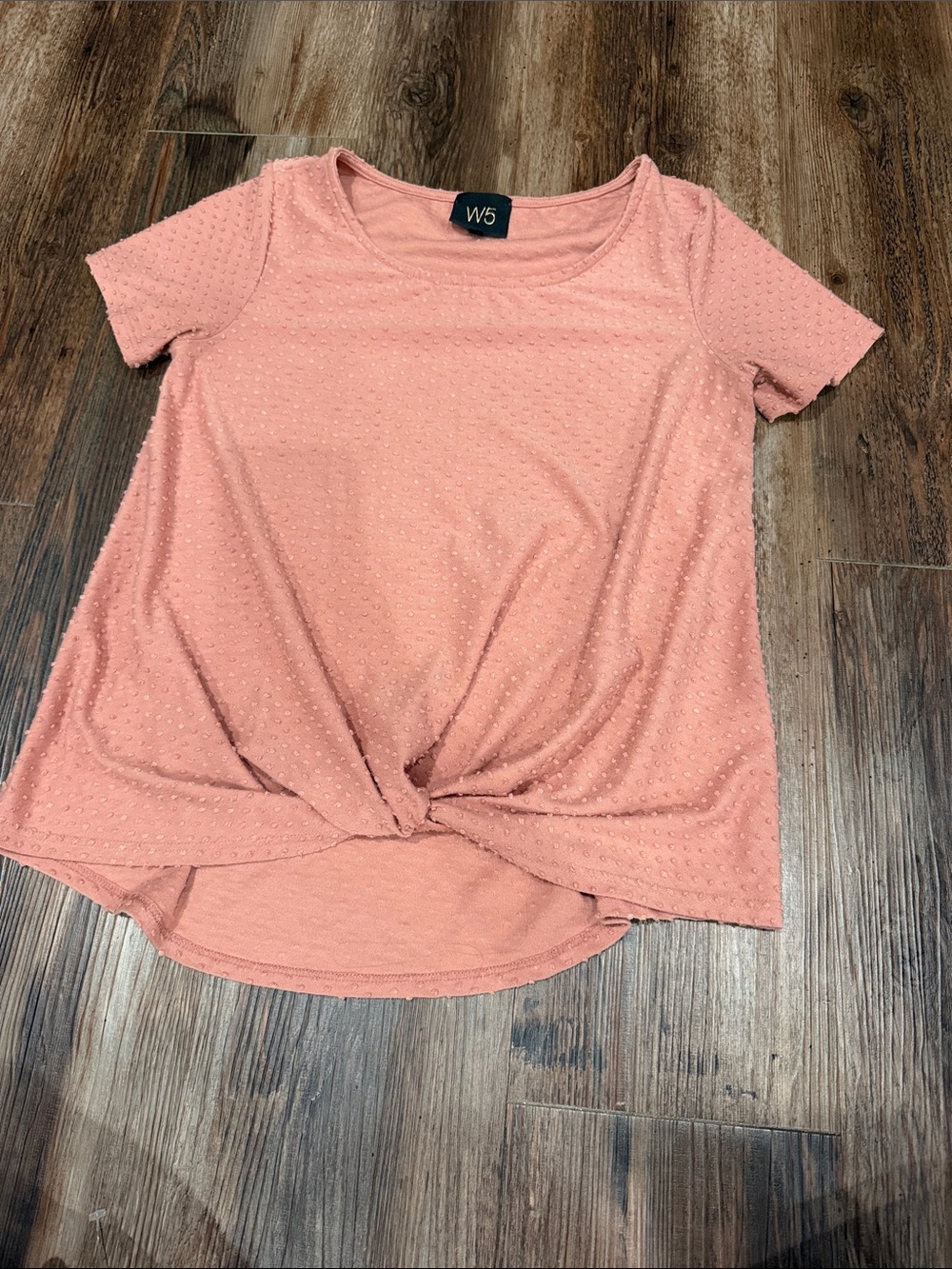 W5 Women's Dusty Rose Short Sleeve Knot Front Tee